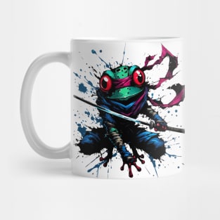 Cool Ninja Samurai Frog Ink Splash Anime Art Mug